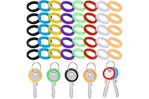 Prasacco 40 szt. Osłony na klucze, kolorowe nasadki na klucze identyfikator czapki okrągłe nasadki na klucze etykiety identyfikatory kluczy pierścienie, 8 kolorów