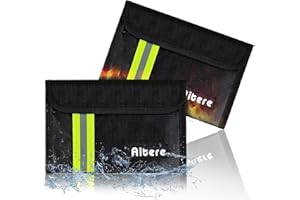 Aitere Lot de 2 sacs ignifuges (20,3 cm x 12,7 cm) petit porte-monnaie ignifuge en fibre de verre ignifuge étanche pour factures