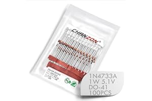 (Packung mit 100 Stück) Chanzon 1N4733A 1N4733 Power Zener Diode 1W 5.1V DO-41 (DO-204AL) Axial Dioden 1 Watt 5.1 Volt 5V1