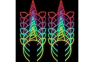 Jiahuade 12 Stück Einhorn Haarreif Erwachsener,Leuchtendes Einhorn Haarbänder,Haarband für Damen,Head Accessoires Party Dekoration,für Ostern Geburtstag Party Karneval