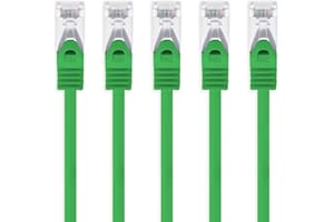 1aTTack.de 1m - green - 5 pieces CAT.7 network cable Sftp (raw cable) patch cable (SET) 10000Mbit/s - 500 MHz assembled with 2 RJ45 plugs Cat6a
