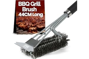 FUSION FOOD CARE Fusion Food Wire Brush With Ergonomic Handle Stainless Steel Helix & Scrapper Barbecue Wire Brush Grill Grate Cleaner BBQ Cleaning Tool Easily Cleans Metal Grilling Without Damage (Narrow Head)