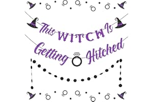 JOYMEMO This Witch Is Getting Hitched Banner, Halloween Bachelorette Hen Party Supplies with Circle Dots Garland for Haunted Houses Home Decors