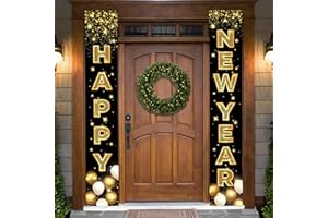 KatchOn, XtraLarge Happy New Year Door Banner - 72x12 Inch | New Years Door Banner | Happy New Year Backdrop for Happy New Year Decorations 2025 | New Years Eve Banners, New Years Eve Party Supplies