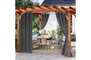 GYHH Sheer Outdoor Curtain for Patio/pergola Waterproof, Stainless Steel Rustproof Grommet Light Filter Indoor Outdoor Voile Panel for Cabana/Abror (Black,2x132*241cm)