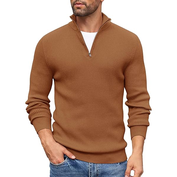 COOFANDY Herren Fleece Pullover Mit 1/4 Zip - Winterpullover Mit Rollkappen, Warm Gefüttert