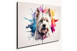 The Plum Penguin West Highland Terrier Watercolor Wall Art - Dual A4 6mm Wood MDF Panels