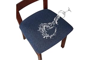 LANSHENG Coprisedie per Sedia 2/4 Pezzi Coprisedia Elasticizzato Coprisedia Senza Schienale Jacquard Coprisedia Coprisedili da Pranzo Coprisedili per sedie impermeabili (Blu navy, 4)