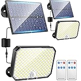 One Fire Focos Led Exterior Solares,[190LED 1500LM] 3 Modos Luces Solares Exterior,IP65 Foco Solar Exterior, Remoto Control L