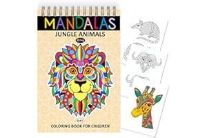 Finoly Mandalas para Colorear Niños | Libro Mandalas para Colorear Animales en A4 | Cuaderno para Colorear Niños con Papel Grueso Premium | Pintar Mandalas Niños | Encuadernación Espiral (Día)