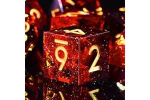 SIQUK 7 Stück Polyedrische Würfel Set 7 Polyedrische Würfel D4 D6 D8 D10 D12 D20 D% Spielwürfel für Dungeons and Dragons DND RPG MTG, Flammenrot