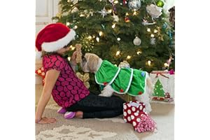 DURDIIY Garnitur dla psa, kostium choinkowy, zielony strój bożonarodzeniowy, sweter dla zwierząt domowych z klamrą, szczeniak, kot, świąteczny sweter, Nowy Rok, ubrania dla psów, ciepło i wygoda, prezent