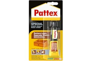 Pattex Special Restauro Legno Chiaro, Stucco Adesivo Forte ed Elastico, Per stuccatura di Fori o Ricostruzione di Parti mancanti di Legno, Carteggiabile, Verniciabile, Lucidabile, 50 g