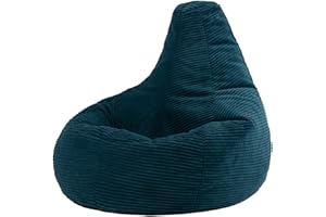 icon Dalton Cord Recliner Bean Bag, Teal Green, Large Adult Bean Bag Chair with Filling Included, Comfy Chair, Living Room Furniture, Bedroom Furniture