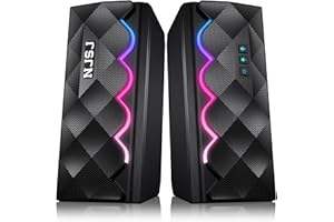 NJSJ PC Speakers, 2.0 Stereo Gaming Speakers with Bluetooth and 3.5mm Aux Connection, 6 RGB Lighting Effects, Wired Desktop USB Speaker with for Computer, Laptop, Monitor, Tablets, TV