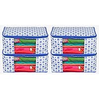 Kuber Industries Dot Printed Non-Woven Saree Cover, Cloth Organizer, Wardrobe Organiser With Tranasparent Window- Pack…