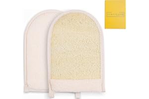 EUROPEAN M6 Europen M6 Dual Side Premium Exfoliating Natural Organic Loofah Pads, Double Sided Loofah Pad Body Scrub, Exfoliating Mitt, Loofah Side and Towel Side for Deep Body Cleansing 5.5x4 inch