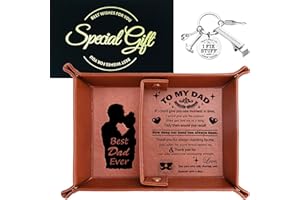 AmiCera Dad's Birthday Present Father's Day Dad's Gift, Bedside Organiser Gifts for Dad, Valet Tray Gifts for Dad Daddy Gifts from Daughter, Includes Greeting Cards & Keychains