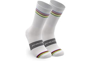 NORTEI Calcetines Campeón del Mundo para Ciclismo, MTB y Running de Caña Alta Transpirables para Hombre y Mujer – World Champion