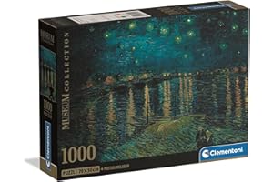 Clementoni - Puzzle Van Gogh 1000 sztuk sztuki dla doroslych i nastolatkow, kolekcja muzealna, motyw gwiazdzistej nocy na Rodanie, z plakatem w zestawie, kompaktowe pudelko, pomysl na prezent