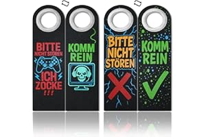 ETLEE Bitte Nicht Stören Schild für Jungen 11 12 13 Jahre - 2er Set mit Metallverstärkung, Klettstoff - Coole Geschenkidee für Teenager, Jugendzimmer Deko & Gaming Zimmer Accessoire