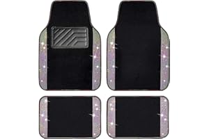 CAR PASS Tappetini per auto con strass iridescenti, impermeabili, antiscivolo, in PVC, universali, per auto, SUV, berlina, furgoni, 4 pezzi, per ragazze e donne (multicolore con cristalli colorati