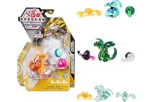 Bakugan Evolutions, Zestaw Power Up, Figurka Bakugan z prawdziwego metalu, 2 Nanogany, 2 BakuCory, 2 karty umiejętności, Zabawki dziecięce dla chłopców od lat 6, STYLE MOGĄ SIĘ RÓŻNIĆ
