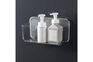 Ettori Shower Caddy, Large Shower Storage,Wall Mounted No Drilling Adhesive Storage for Bathroom,Kitchen,Clear Plastic