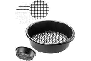 KADAX Tamis de jardin réglable en plastique, rond, pour sable, compost, terre et pierres, avec réglage manuel du tamis (rond)