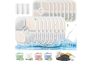 YSWOVUO 16 filtros fuente de agua gato compatible con pixi fuente de agua para gatos 2,5 L, filtro de repuesto compatible con 43722 43721 Pixi dispensador de agua para animales, con 3 mangueras