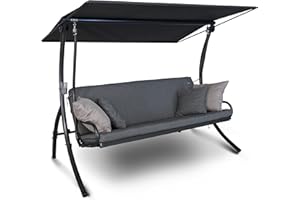 Angerer Freizeitmöbel GmbH Hollywoodschaukel Elegance Smart - Gartenschaukel Made in Germany - Schaukel zum Sitzen, Liegen und Entspannen - inklusive Bett-Funktion - einfache Montage (Grau)
