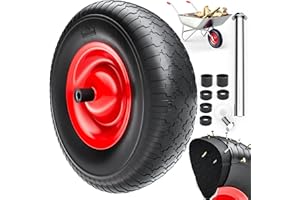 GARDEBRUKŽ Roue de brouette increvable caoutchouc plein PU 4.80/4.00-8 Ř390mm jante acier 200kg axe roue de secours remplacement brouette pneu