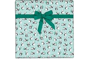 Central 23 - Papel de regalo verde - Papel de regalo de 6 hojas - Pandas de cumpleaños - Animales - Para hombres, mujeres, niños, niñas, recién nacido, reciclable