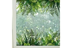 GORGECRAFT Adesivo per Finestra Felce Pteridophyte Foglie Verdi Grandi Adesivi Statici per Finestre Decalcomania per Finestre Anticollisione Riutilizzabile Non Adesiva per Prevenire Gli 38x116cm