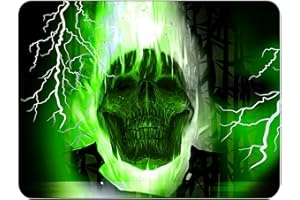 Silent Monsters Mouse Mat Medium 36 x 25 cm / 14 x 10 inches, Mouse Pad Design: Green Skull, Lasercut Edges, Mousemat for Office and Gaming, Mousepad Non-Slip Rubber Base, Desk Mat