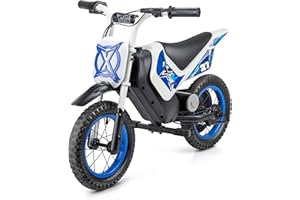 Xootz Cobolt Kids Electric Motorbike, 150W Motor 8/16 km/h Speed Modes, 14.4V Lithium Battery, Handbrake, Padded Seat and Mudguard, Motorcycle Gift For Kids Age 6+
