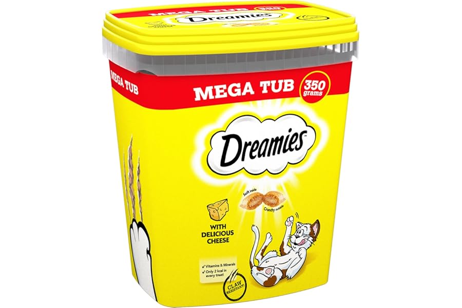 Dreamies Mega Tub 2x350 g Snack box, Cat Treats Tasty Snacks with Delicious Cheese, Pack of 2