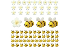Dbuwqips 72 Pezzi Api Api Decorative Api Peluche Ape Decorativa in Peluche Fiore Bianco all'Uncinetto Ape Artigianale per Le Decorazioni di Abbigliamento del Negozio di Artigianato Fai da Te