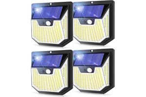SEKLIN Solar Security Lights Outdoor Graden - 4PACK Solar Wall Lights 270° Wide Angle Motion Sensor Lights IP65 Waterproof Outside Powered Flood Lighting for Fence Garden