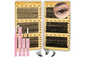 QUEWEL Faux-Cils, 580 pcs 6 styles Kit Extension Cils 10-18 mm Convient aux débutants Cils individuels en grappe réutilisables pour un look naturel à spectaculaire DIY à la maison (30D-100D)