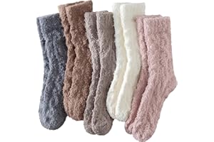 Simannie Fluffy socks - Bed Socks, Fluffy Socks Womens 4-7 Thermal Socks for Women Womens Fluffy Socks Cosy Socks - 5 Pairs with 5 colors