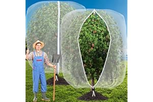 OAOGOD 2Pack 3X3M Insect Netting Bag with Zipper and Drawstring,Fruit Tree Netting,Garden Bird Barrier Mesh Covers Bags for Protecting blueberry Flowers bush Plants from Bugs,and Other Animals