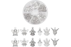 PH PandaHall 51pcs Breloques Pendentifs en Alliage Ange Fée Pendentif de Style Tibétain pour la Fabrication de Bijoux, Argent Antique