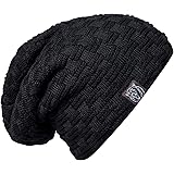 Chalier Stickad mössa för män, vintermössa, varm vintermössa, mössa med fleece, foder, svart, återanvändbar (en storlek)