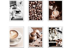 DKORARTE Set 6 Láminas A4 Decorativas Pared para Cuadros Decoración Salón Modernos, Dormitorios, Habitación, SIN Marco, Cocina, Café, (29,7 x 21 cm)