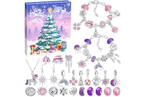 ZQEJEFD Calendario Adviento 2025 Adolescentes Niñas,24 Días calendario de adviento Joyas Kit para Hacer Pulseras Manualidades Regalos,DIY Pulsera Colgante Calendario Adviento Regalo Niña de 5-14 Años
