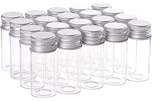 BENECREAT 20 Pack 10ml Botella de Vidrio con Tapa de Aluminio Botella de Deseo Decoración DIY de Manualidad Favores de Boda Decoraciones de Boda