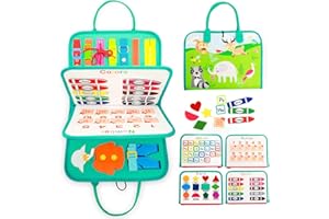 BALORIZ Busy Board Toddler Sensory Toys, Montessori Toys, Multi-page Busy Book, Kids Skill Toy Plane Activities, Activity Board for Learning Preschool Educational Toys for 2-6 Years Old, Boys & Girls Gift