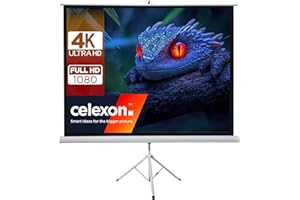 ‎CELEXON celexon Basic Stativ-Leinwand 110" | 200x200 cm 1:1 | Mobile transportable 4K, Full-HD Leinwand | Beamerleinwand mit Stativ für Heimkino- und Büropräsentationen | Blitzschneller Aufbau in 3 Schritten