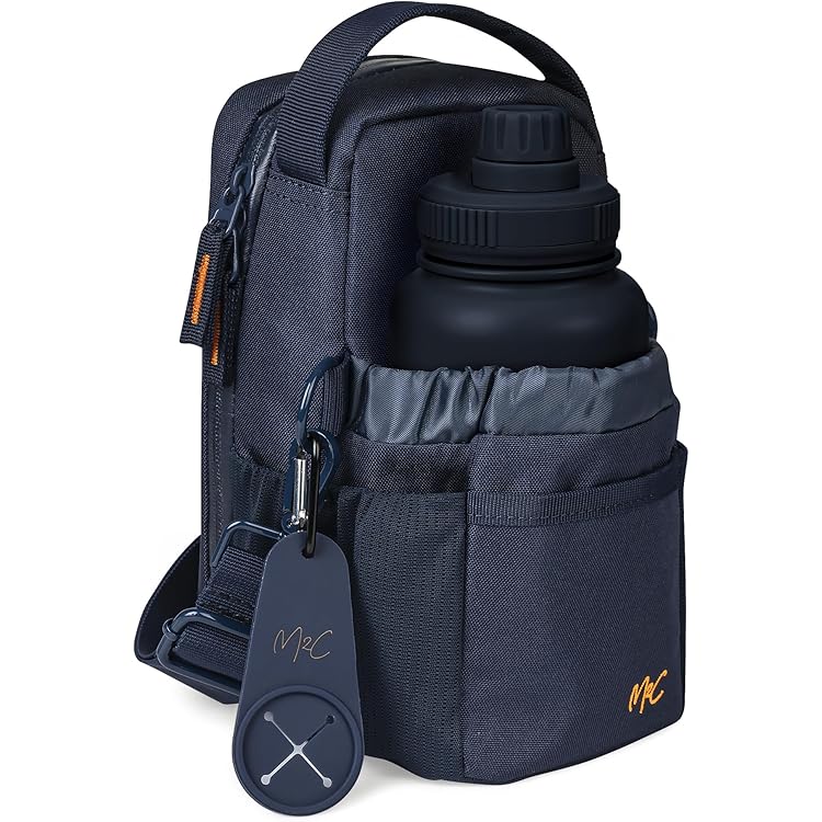 icolor Magnetische Waterfles Tas met Vakken voor Mobiele Telefoon, Flessenhouder, Drager voor Sport, Fitnessstudio - Neopreen, Blauw